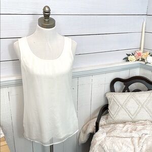 Coldwater Creek cream white sheer White Sleeveless blouse
